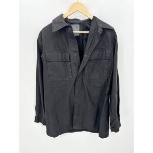 Wahler Jacket Men XL Black Long Sleeve Button Front Collar 100% Cotton Military